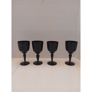 Toscany  water  goblets Black Amethyst Set Of 4 Vintage-  Circa 1970s